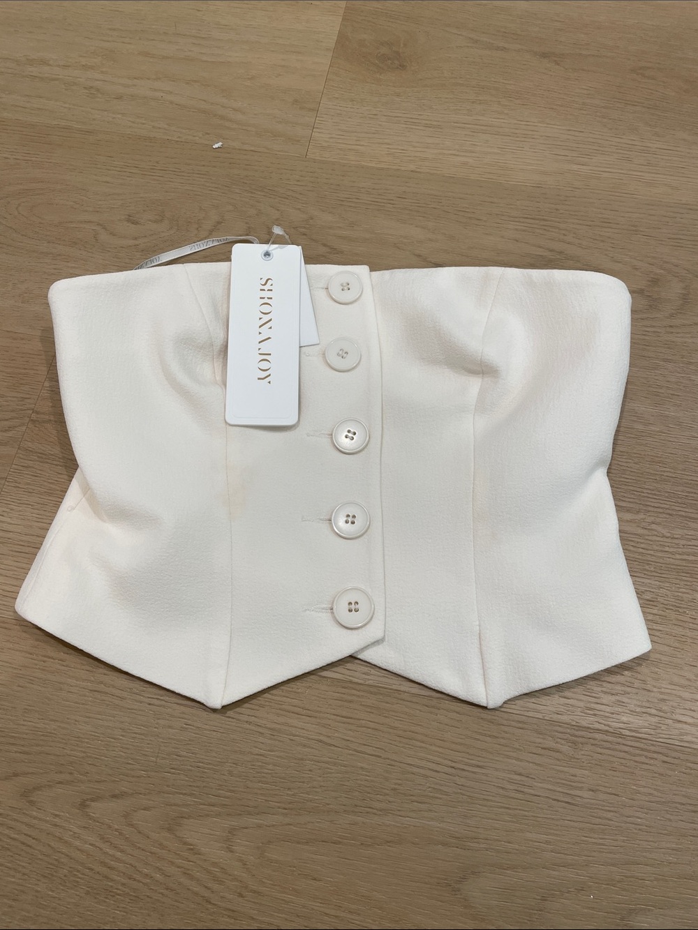 Shona Joy Ivory Button-Front Strapless Corset Top